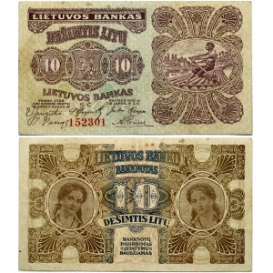 Lithuania 10 Litu 1922 Banknote. Lietuvos Bankas 10 Litu 1922 16 November N 152301. Pick#18a RARE