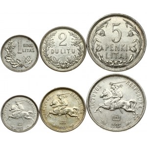 Lithuania 1 - 5 Litai 1925 Obverse: National arms. Reverse: Value within flowered flax wreath. Edge Description: Milled...