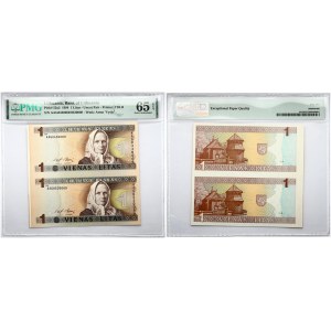 Lithuania 1 Litas 1994 Banknote. Bank of Lithuania. Pick# 52a2 1994 1 Litas  - Uncut Pair - Printer: TDLR S...