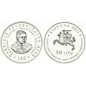 Lithuania 50 Litų 2011 Gabriele Petkevicaite-Bite 150th Anniversary of Birth. Obverse: State emblem. Reverse: Portrait...