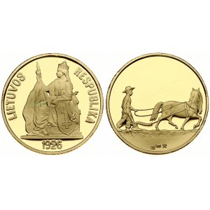 Lithuania Replica of unissued Lithuanian Gold Coin 1926/2012 Plowman. Mintage 150 pcs. Gold 4.75g. (585/999)...