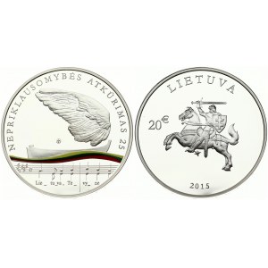 Lithuania 20 Euro 2015 25th anniversary of the restoration of Lithuania’s Independence. Obverse...