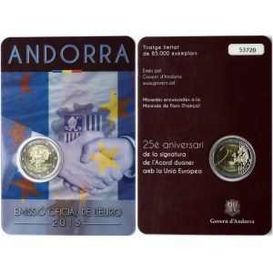 Andorra 2 Euro 2015 25th Anniversary of the Signature of the Customs Agreement with the European Union. Obverse...