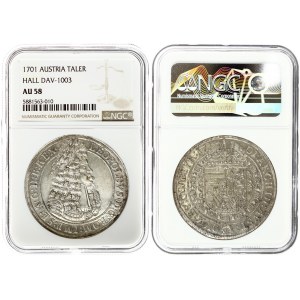 Austria 1 Thaler 1701 Hall. Leopold I (1657-1705). Obverse: Laureate portrait with armour right...