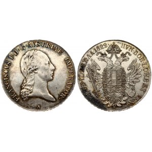 Austria 1 Thaler 1822A Franz II (I) (1792-1835 ). Obverse: Laureate head right. Reverse: Crowned imperial double eagle...