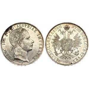 Austria 1 Florin 1861A Franz Joseph I(1848-1916). Obverse: Laureate head right. Reverse: Crowned imperial double eagle...