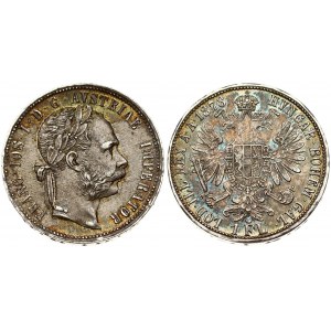 Austria 1 Florin 1878 Franz Joseph I(1848-1916). Obverse: Laureate head right. Reverse: Crowned imperial double eagle...