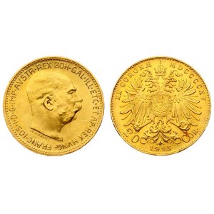 Austria 20 Corona MDCCCCXV 1915 Restrike. Franz Joseph I(1848-1916). Obverse: Head of Franz Joseph I; right. Reverse...