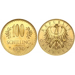 Austria 100 Schilling 1930 Obverse: Imperial Eagle with Austrian shield on breast holding hammer and sickle. Reverse...