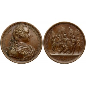 France Medal (1732). (Louis XV reorganization of the troops on the battle fields transformed into a wedding medal) 1732...
