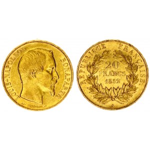 France 20 Francs 1852A Napoleon III(1852-1870). Obverse: Head right. Obverse Legend: LOUIS-NAPOLEON BONAPARTE. Reverse...