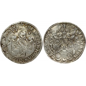 Germany SAXONY 1 Thaler 1594 HB Christian II & Johann Georg I & August(1591-1602). Obverse: 1/2...