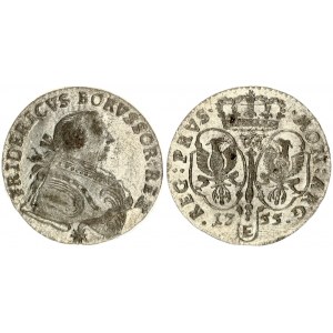 Germany PRUSSIA 6 Groscher 1755 E Friedrich II(1740-1786). Obverse: Armored bust to right. Obverse Legend...