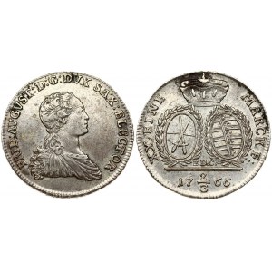 Germany SAXONY 2/3 Thaler 1766 EDC Friedrich August III(1763-1827). Obverse: Bust right. Obverse Legend: FRID: AVGVST...