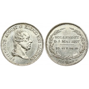 Germany SAXONY 1/6 Thaler 1827 S Death of King Friedrich August. Friedrich August I(1763-1827). Obverse: Head right...