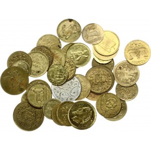 Germany (19 Century) Token Game Brand all different. Brass. Weight approx: 27.99g. Diameter: 15-22 mm...