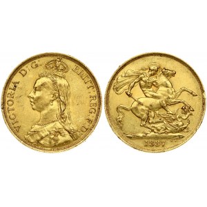 Great Britain 2 Pounds 1887. Victoria 1837-1901. Gold