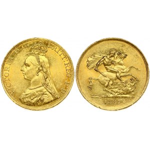 Great Britain 5 Pounds 1887. Victoria 1837-1901. Gold