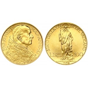 Italy Vatican City 100 Lire 1932/XI Pius XI(1922-1939). Obverse: Bust right. Reverse...