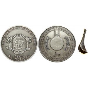 Ivory Coast 1500 Francs 2010 CFA The Mecca / Qibla Compass. Obverse: Coat of Arms. Lettering: REPUBLIQUE DE COTE D...