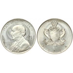 Malta 1 Pound 1972 Obverse: Crowned arms with supporters. Reverse: Bust left. Silver. KM 13