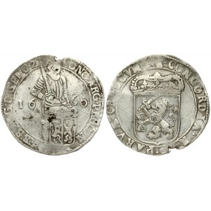 Netherlands GELDERLAND 1 Silver Ducat 1660. Obverse: Knight standing holding sword and shield divides date...