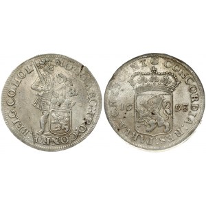 Netherlands HOLLAND 1 Silver Ducat 1693 Obverse: Standing armored Knight with crowned shield of Holland at feet...