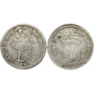 Netherlands HOLLAND 1 Silver Ducat 1693 Obverse: Standing armored Knight with crowned shield of Holland at feet...