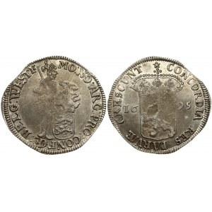 Netherlands WEST FRIESLAND 1 Silver Ducat 1695 Obverse: Standing armored knight with crowned shield of West...