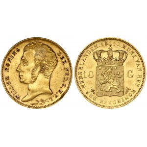 Netherlands 10 Gulden 1840 William I(1815-1840). Obverse: Head left. Obverse Legend: WILLEM KONING - DER NED. G.H.V.L...