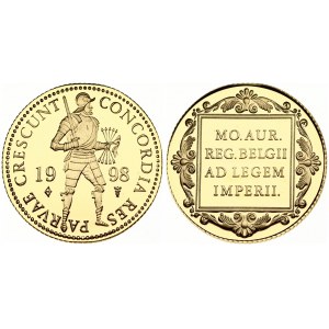 Netherlands 1 Ducat 1998 Beatrix(1980-2013) Obverse: Knight divides date with larger letters in legend. Reverse...
