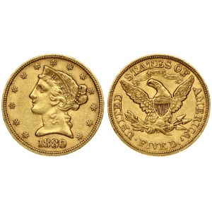 USA 5 Dollars 1880 Philadelphia. Liberty / Coronet Head - Half Eagle With motto. Obverse...