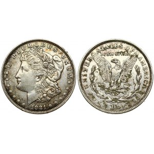 USA 1 Dollar 1921 D 'Morgan Dollar' Denver. Oberse: Liberty head; facing left. Lettering: E·PLURIBUS·UNUM LIBERTY...