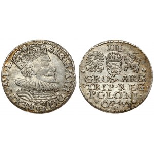 Poland 3 Groszy 1594 Malbork. Sigismund III Vasa (1587-1632). Obverse: Crowned bust right. Reverse...