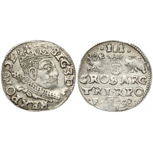 Poland 3 Groszy 1598 Wschowa. Sigismund III Vaza(1587–1632). Obverse: Crowned bust. Reverse...