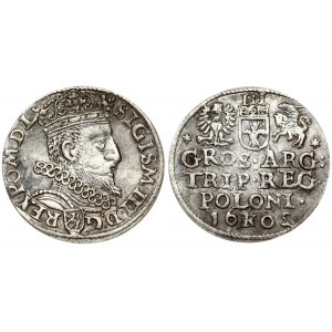 Poland 3 Groszy 1602 Krakow. Sigismund III Vasa (1587-1632). Obverse: Crowned bust right. Reverse: Value; divided date...