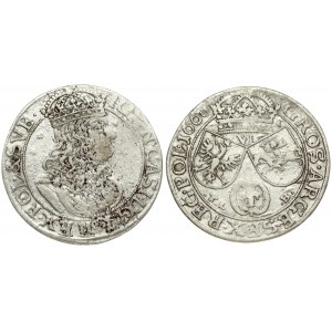 Poland 6 Groszy 1660 TLB John II Casimir Vasa (1649–1668). Obverse: Large crowned bust right in linear circle. Reverse...
