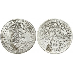 Poland 6 Groszy 1662 AT John II Casimir Vasa (1649–1668). Obverse: Large crowned bust right in linear circle. Reverse...