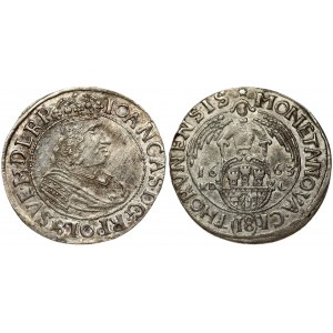 Poland THORN 18 Groszy 1663 HDL John II Casimir Vasa (1649-1668). Obverse Lettering: IOAN CAS D G R POL & SVE M D L R P...