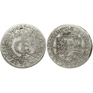 Poland 1 Gulden (Tymf) 1663 AT. John II Casimir Vasa (1649–1668). Obverse: Crowned monogram. Reverse: Crowned shield...
