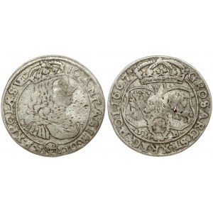 Poland 6 Groszy 1667 TLB John II Casimir Vasa (1649–1668). Obverse: Large crowned bust right in linear circle. Reverse...