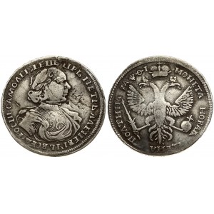 Russia 1 Poltina (1719) 'Portrait in armour'. Peter I (1682-1725). Obverse: Laureate bust right. Reverse...