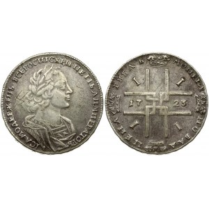 Russia 1 Rouble 1723 Moscow. PeterI (1682-1725). Obverse: Laureate draped and cuirassed bust right. Reverse...
