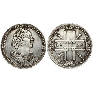 Russia 1 Rouble 1725 Moscow. Peter I (1699-1725). Obverse: Laureate bust right. Reverse...