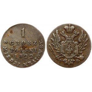 Russia For Poland 1 Grosz 1822 IB Alexander I (1801-1825). Obverse: Crowned and mantled oval shield on breast. Reverse...
