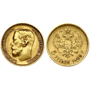 Russia 5 Roubles 1899 (ФЗ) St. Petersburg. Nicholas II (1894-1917). Obverse: Head right. Reverse...