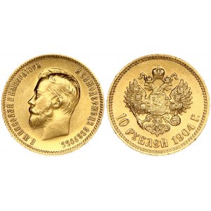 Russia 10 Roubles 1904 (AP) St. Petersburg. Nicholas II (1894-1917). Pvverse: Head right. Reverse...