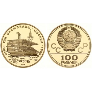 Russia 100 Roubles 1978(L) 1980 Olympics. Obverse: National arms divide CCCP with value below. Reverse...
