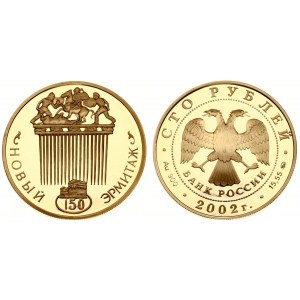 Russia 100 Roubles 2002(sp) Hermitage. Obverse: Double-headed eagle within beaded circle. Reverse...