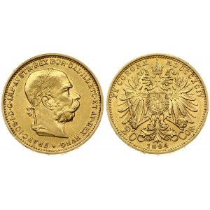 Austria 20 Corona 1894 - MDCCCXCIV Franz Joseph I(1848-1916). Obverse: Laureate; bearded head right. Reverse...